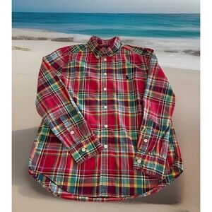 Ralph Lauren Colorful Plaid Shirt Button Down Preppy Classic Boys Medium (10-12)